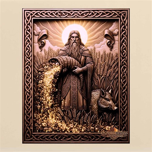 Norse Harvest God Bas Relief CNC Model | Scandinavian Mythology Wall Panel | Wood Carving Relief Design - Etsy