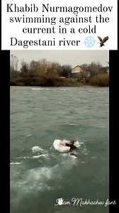 Khabib Nurmagomedov swimming against the current in a cold Dagestani river ❄️🦅 | Islam Makhachev Fans