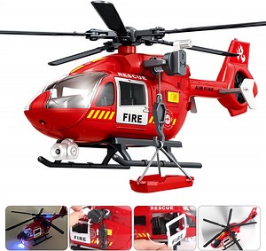 Toy Helicopter with Lights and Sound, Pretend Rescue Helicopter for Toddlers, Toys for 3, 4, 5, 6 Year Old Boys, Pull Back Propeller, Army Toys