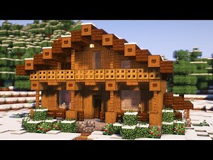 Minecraft: How To Build a Simple Winter Log Cabin