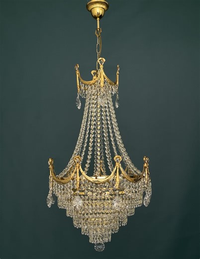 Antique / Vintage Reproduction French Empire Brass & Crystal Chandelier (6-light) - Etsy