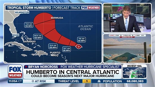 Tropical Storm Humberto could rapidly intensify into major hurricane