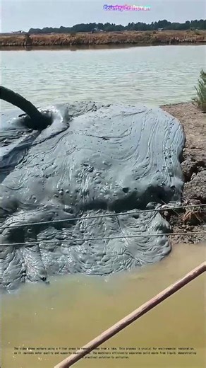 Sludge Squeeze: How Workers Battle Lake Pollution with Heavy Machinery