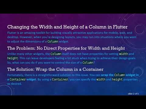 How to Easily Change the Width and Height of a Column in Flutter