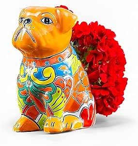 Evergreen Garden Talavera Mexican Pottery Ceramic Talavera Animal Shape Planter | Flower Pot Plant Succulent | Indoor Outdoor (Dog)