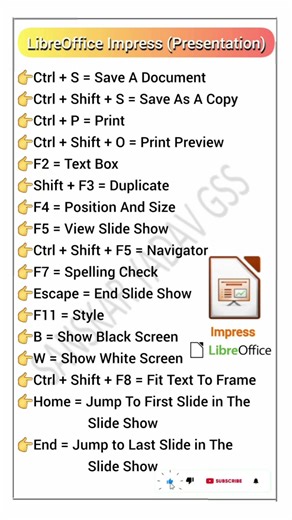 most😎 important 💻ccc exam & LibreOffice Impress shortcut keys #cccexam #computer #shorts #viral