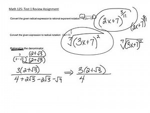 Math 125- Test 1 Review Assignment