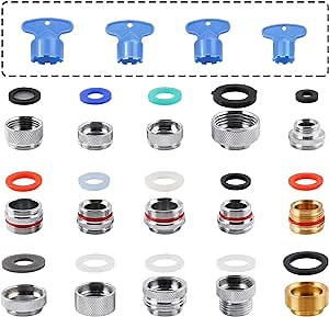 18pcs Faucet Adapter Kit - Brass Faucet Aerator Adapter Set Male Female Sink Faucet Adapter Converter to Garden Hose, Standard Hose in RV, Apply on Both Removable and Insert Aerator