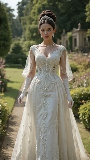 Bridgerton Garden Wedding 🌿 Elegant Bride Look with Pearls & Lace #BridgertonBride #GardenWedding