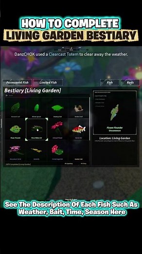 How To Complete Living Garden Bestiary In FISCH #roblox