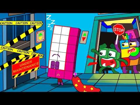 Woe! Numberblocks 18 Sleepwalks into a Broken Elevator l Numberblocks fanmade coloring story