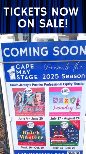 Cape May Stage’s 2025 season brings an exciting mix of thought-provoking drama, sharp-witted comedy, and captivating theatrical performances. From May through December, experience the power of live theater, plus our Broadway Series, featuring exclusive performances from Broadway talent in our intimate setting. Check out our full season lineup and be part of the magic. For tickets and season subscriptions, call the box office at 609-770-8311 or visit https://capemaystage.org/2025-season-lineup/ #