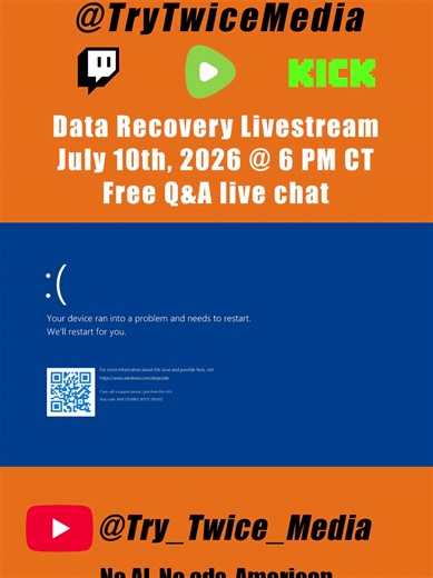 Free Data Recovery Livestream tonight. Free Q&A live chat as well. #datarecovery #computerscience #livestream #livechat