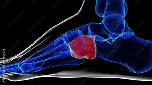 Lateral view of cuboid bone foot bones anatomy for medical Concept 3D rendering