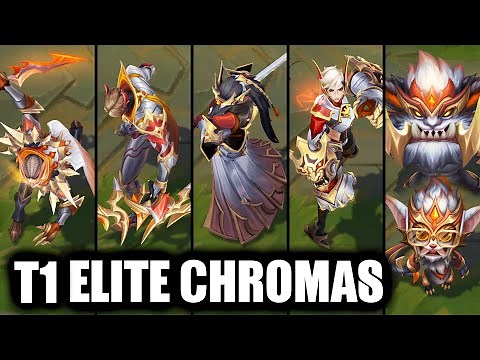 All T1 Skins Exclusive Elite Chromas 2024 Worlds Champions (League of Legends)