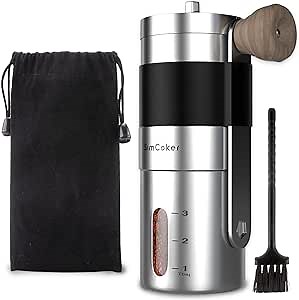 Manual Coffee Grinder,Ceramic Burr,20g Capacity,Adjustable Grind Setting,Portable Size for Camping,304 Stainless Steel