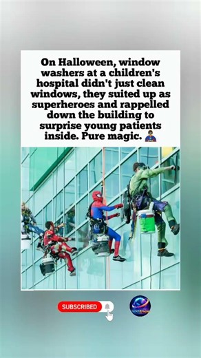 Superheroes Clean Hospital Windows & Surprise Sick Kids on Halloween #fyp #viral #hero