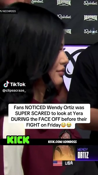 Fans NOTICED Wendy Ortiz was SUPER SCARED to look at Yera DURING the FACE OFF before their FIGHT on Friday😳😭#wendyortiz #fyp #yera