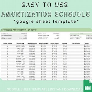 Simple Mortgage Amortization Schedule Google Sheets - Etsy