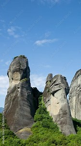 Timelapse of the amazing meteora rock formations and monasteries in greece in vertical