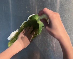 Romaine lettuce cake with vanilla wafer paper leaves 🥬 Full cake tutorial at Youtube.com/SideserfCakeStudio | Sideserf Cake Studio