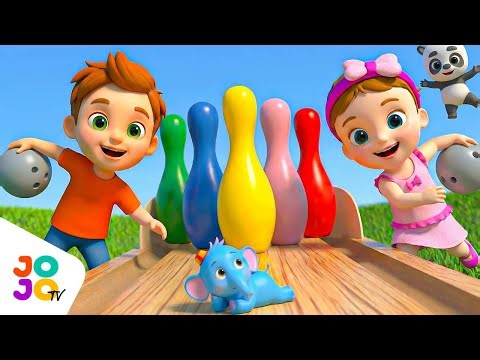 Learn Colors with Bowling 🎳🌈 Baby’s Outdoor Bowling Alley Fun! Toddlers Kids Educational