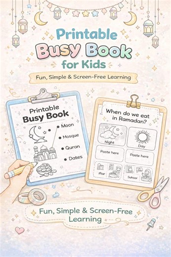 Ramadan PDF, Busy Book, Islamic Activities for Kids, Preschool, Fun Islamic Printable, Education, Black and White Worksheet, Screen Free - Etsy