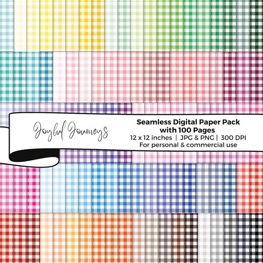 Gingham Digital Paper: Seamless Patterns, Picnic, Bright, Pastel, Scrapbook Paper (instant Download, Commercial Use) - Etsy