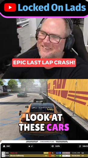 Epic Last Lap Chaos! 🚗💨 Watch the thrilling final moments of the race as cars come flying in and a poor driver gets clipped by the wall! This entertaining last lap is filled with unexpected twists and turns. Don't miss out on this heart-pounding action!#iRacing #LastLap #Supercars #RacingDrama #SimRacing | Locked On Lads