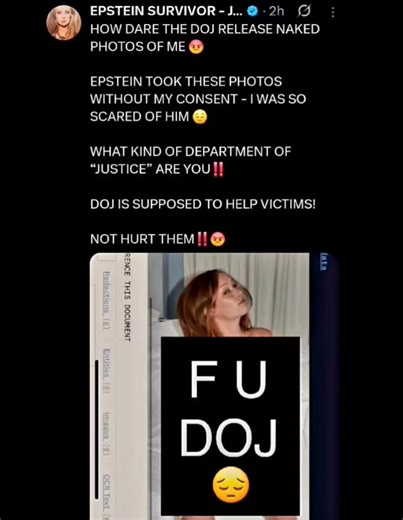 ‼️🇺🇸: TRUMP DOJ FACING BACKLASH FOR RELEASING FULL NUDE PHOTOS OF EPSTEIN SURVIVORS 👀@JulietteBryant is outraged after fully nudes photos surfaced of her in US DOJ released Epstein files.So they're keeping files they're not supposed to & releasing files that they're not. 🤨