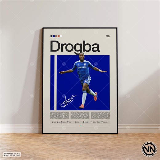 Didier Drogba Poster, Chelsea Poster, Soccer Gifts, Sports Poster, Football Player Poster, Soccer Wall Art, Sports Bedroom Posters - Etsy
