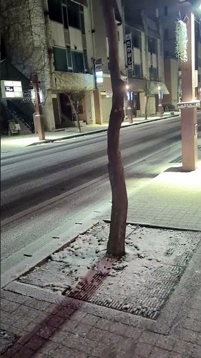 岩手県一関市｜雪が舞う夜の大町を歩く風景