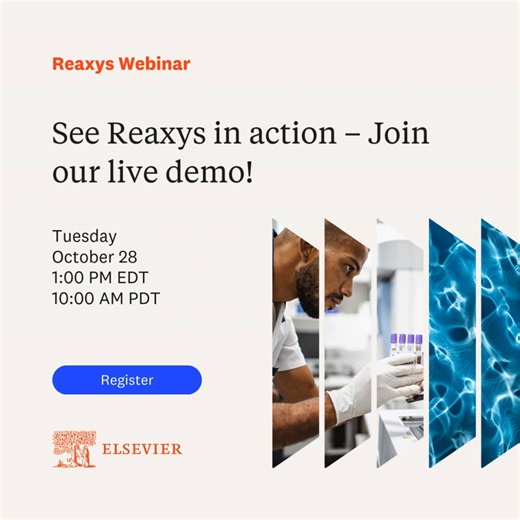 Discover how you can accelerate discovery, cut down research time, and make smarter decisions in chemistry research — from chemical synthesis to reaction planning. Join us for a live online mini-demo where you’ll see how Reaxys empowers: chemistry researchers, librarians, and academic leaders to unlock insights, streamline workflows, and stay ahead in today’s competitive research landscape. Don’t miss your chance to see smarter, faster, more connected research in action. Register: http://spkl.io