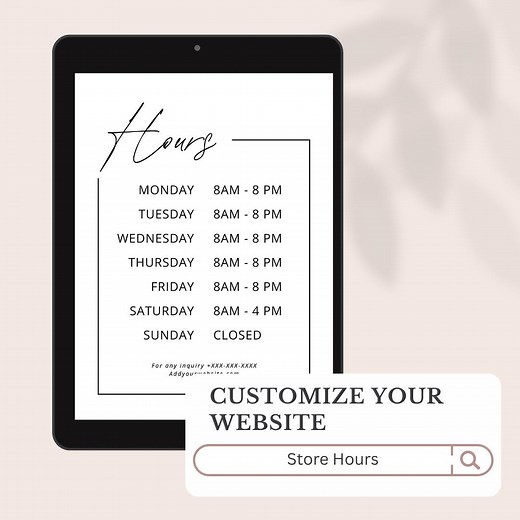 Editable Store and Company Hours Sign | Customizable Business Hours Template | Instant Download Digital File | Canva Editable - Etsy