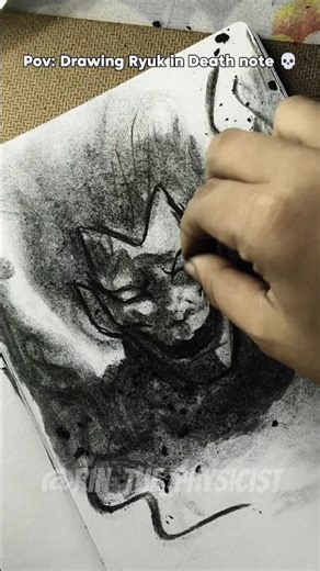 I drew Ryuk in Death note 😈|Death Note | Drawing with Charcoal #shorts #deathnote #animeeart #art