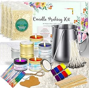 axphsox Complete Candle Making Kits for Adults Beginners, DIY Candle Making Supplies Include Beeswax, Wicks, Wicks Sticker, Candle Tins - Arts & Crafts Kits