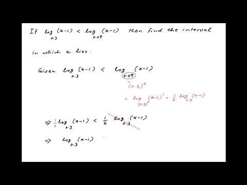 If log[Base 0.3] (x-1) is less than log [Base 0.09] (x-1) then find the interval in which x lies.
