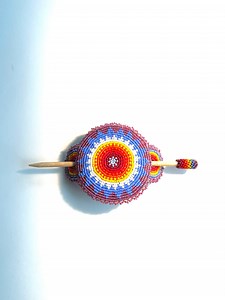 Large Navajo Beaded Hair Bun Piece With Beaded Stick Steps of Life Design - Etsy