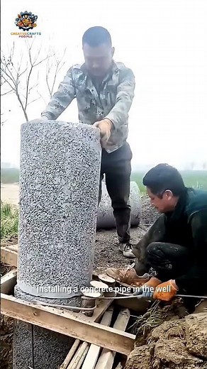 Installing a concrete pipe in the well