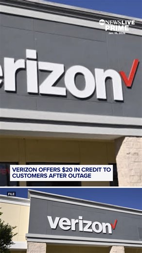 Following a major service outage that left thousands of Verizon customers without the ability to call or text for hours on Wednesday, the nation's largest wireless carrier announced it will give affected customers a $20 credit "to provide some relief." The company said most affected customers can accept the credit by logging into the myVerizon app, and that business customers will be contacted directly by the company. https://abcnews.visitlink.me/pZjr7r | ABC News