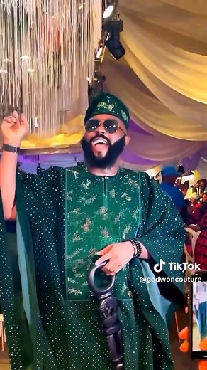 VJ Adams in a painstakingly made agbada by Godwon Couture