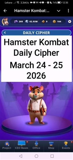 Hamster Kombat GameDev Daily Cipher March 24 - 25, 2026 Claim Your Rewards!