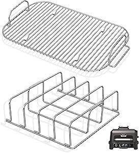 Rib Rack & Roast Smoke Rack for Ninja Woodfire XL OG800/OG900 Series Smoker | for Ninja OG951 OG850 Pro Connect XL Smoker, Replacement for Ninja XSKRACKXL & XSKRSTRKXL Rack Models, Stainelss Steel