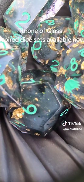 throne of Glass inspired dice sets available now! . . . . . Unleash the magic of your D&D adventures and make your dice the envy of your next Dungeons and Dragons Game! Get your unique handmade resin dice fix at axolotldice.com! 🔮💫{#ResinDice #DiceSet #DnDDice #HandmadeDice #RPGDice #TTRPGDice #DiceGoblin #AxolotlDice#ThroneOfGlass#ToG#ToGInspired#ToGDice#CelenaSardothien#ThroneOfGlassDice#aelinashryvergalathyniuswhitethorn#AedionAshryver}