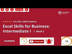 Excel Skills for Business Intermediate 1 | Week 2 | All Solutions | All Quiz Answer || Coursera