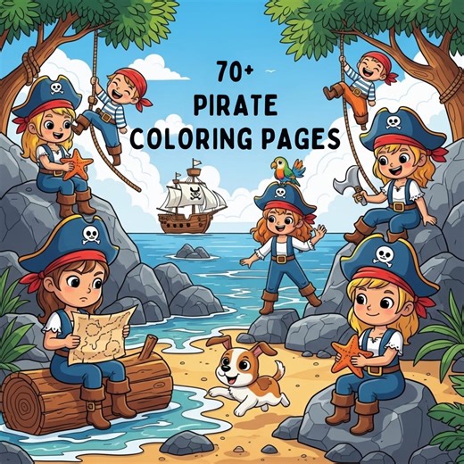 70+ Pirate Coloring Pages for Kids | Fun Pirate Adventure Coloring Book | Ships, Treasure & Sea Scenes | Printable Coloring Sheets - Etsy