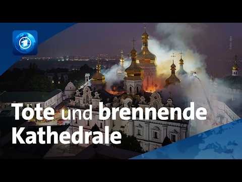 Russische Angriffe auf die Ukraine: Mehrere Tote und Brand von weltberühmten Höhlenkloster