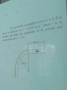 The automobice is originally al rest al s=0. If its speed is in... | Filo