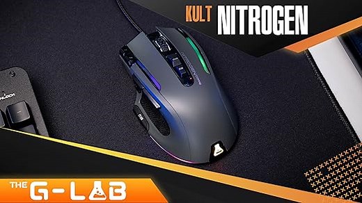 THE G-LAB Kult NITROGEN CORE Hochleistungs-Kabel-Gaming-Maus - Avago 10.000 DPI-Optischsensor, RGB, Anpassbares Gewicht, 11 Extrem Programmierbare Tasten, Ultraleicht – Kompatibel mit PC/PS5/Xbox One