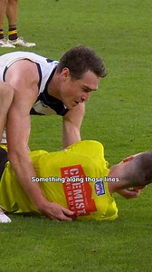 "It felt like a brick wall." 😅 Jeremy Cameron recalls the time he accidentally ran into an umpire, thanks to AAMI. | AFL